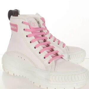 Louis Vuitton White and Pink Ankle Boots